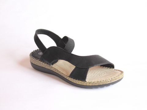 Sandalia negra mujer Ancho Especial.